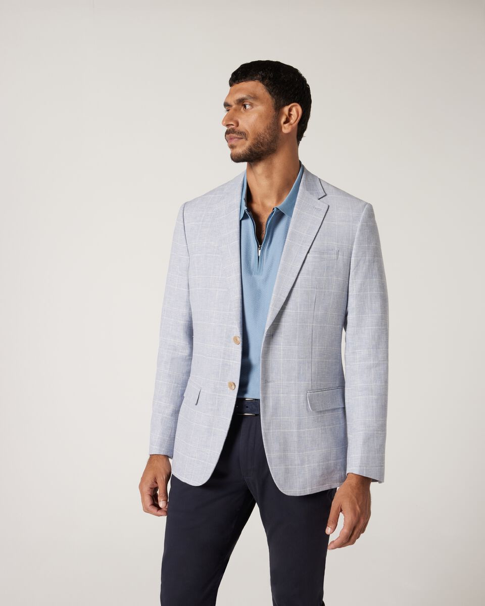 Slim Stretch Check Tailored Jacket, Blue Check, hi-res